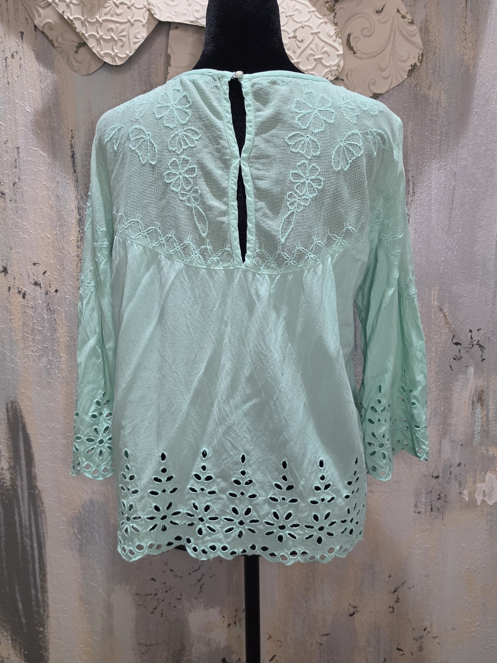 Jessica Simpson Mint Eyelet Embroidered Tunic Perfect For Summer Or Fall Size Sm - Picture 5 of 9
